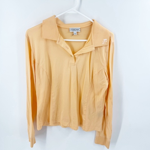 ✅ ST. JOHN LONG SLEEVE PULLOVER GOLF SHIRT ORANGE SIZE LARGE LOGO ON COLLAR - Picture 1 of 6